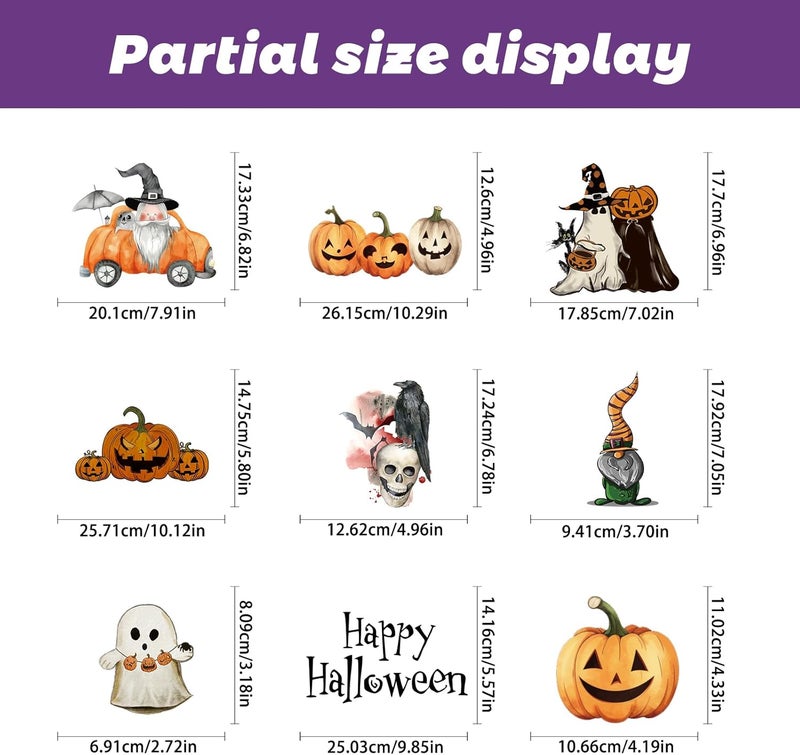 BV 102 Pcs Halloween Window Clings,8 Sheets Halloween Window Decorative Stickers for Decorations Holiday Outside Decorations(8x12inch) - Image 3